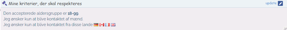 Udvælgelseskriterier - for at vælge, hvem der kan kontakte dig