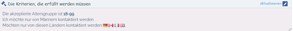 Auswahlkriterien - um zu wählen, wer Sie kontaktieren kann